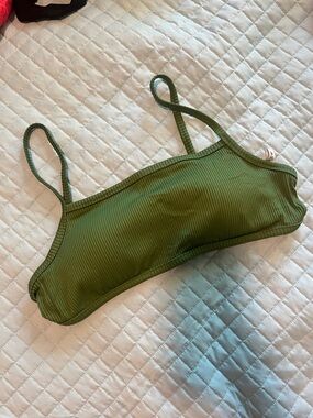 Aerie Green Ribbed Bralette bikini Top
